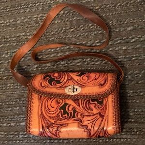 Western leather tooled handbag